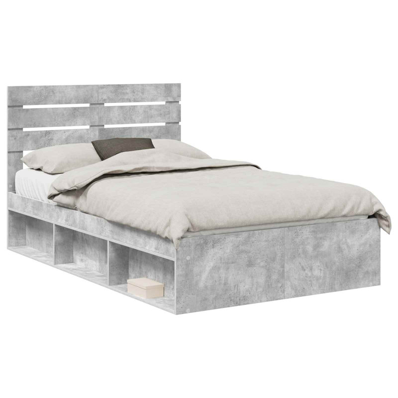 Solid Wood Bed, Concerte Grey, Double (4'6)