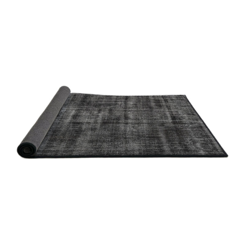 Tapis gris foncé abstrait en laine, Rond 8 pi