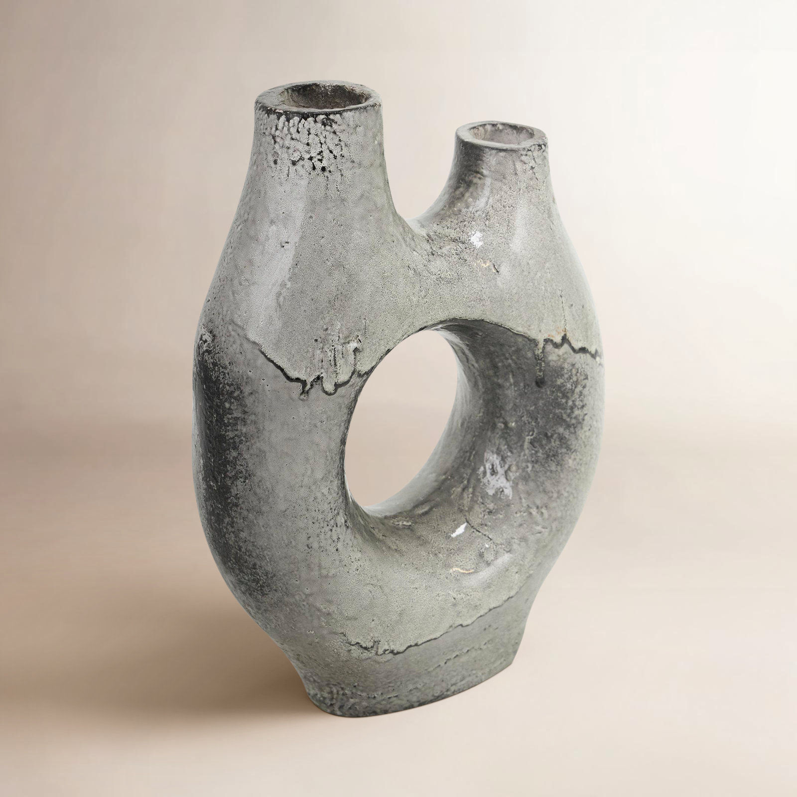 Kimona Earthenware Table Vase, 10.7" H x 7.55" W x 3.2" D
