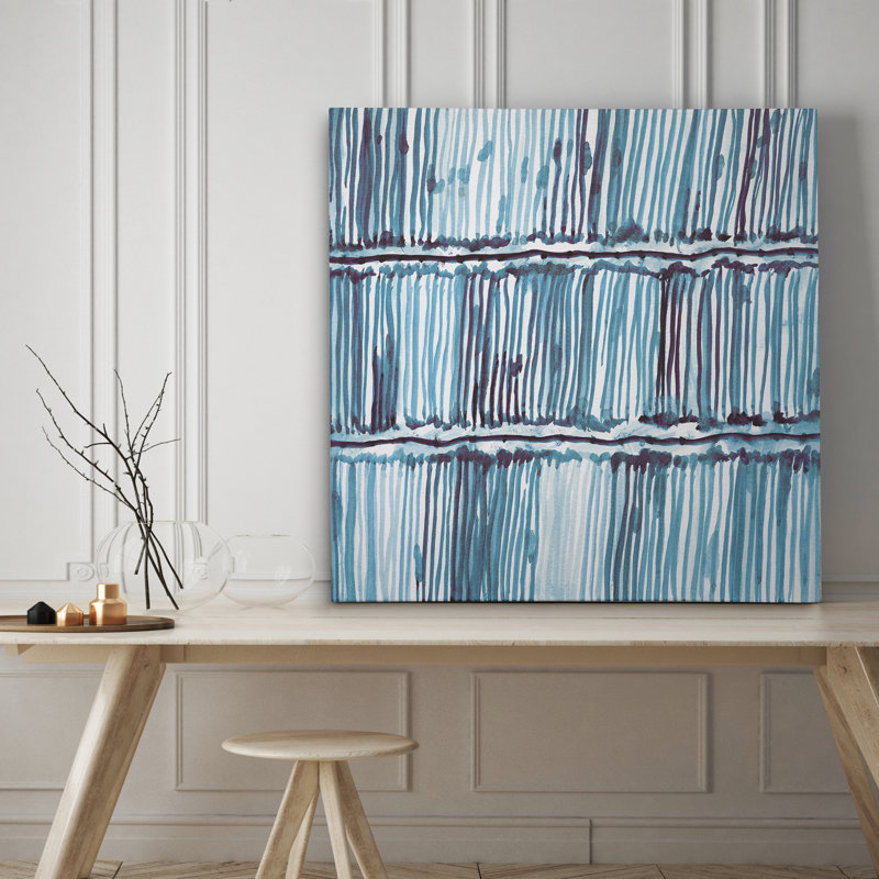 Bold Blue III - Matted and Framed Under Acrylic Glass, Large Living Room Wall Art, 24" H x 24" W x 1.5" D, Wrapped Canvas