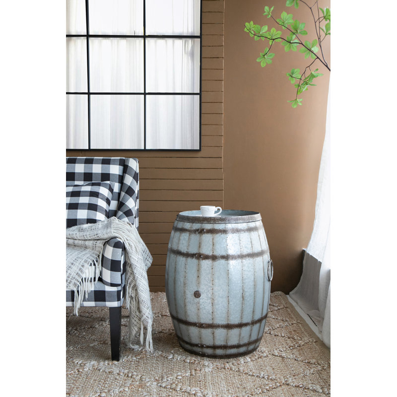 Drum shape patio table with storage, Antique Grey