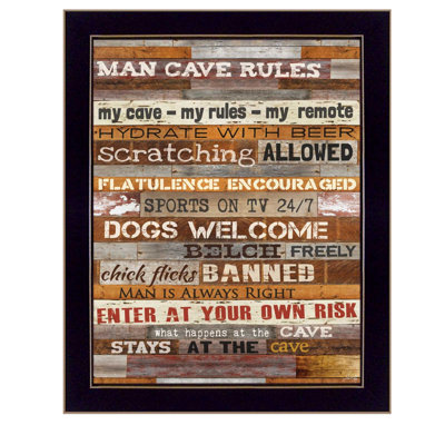 Man Cave Rules Framed Textual Art
