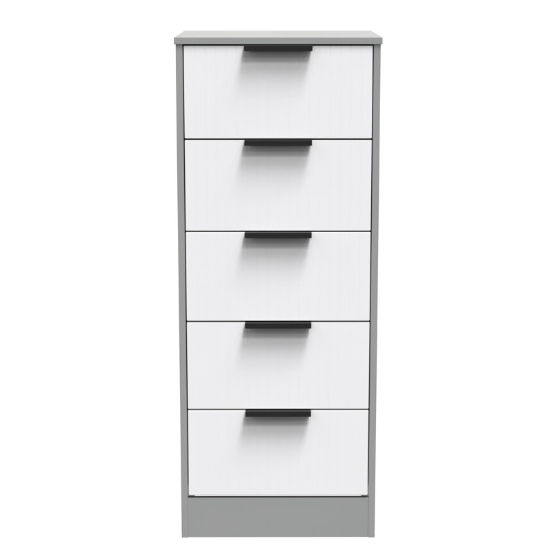 Atsumi 45cm W Manufactured Wood Bedside Table, White Matt/Dusk Grey
