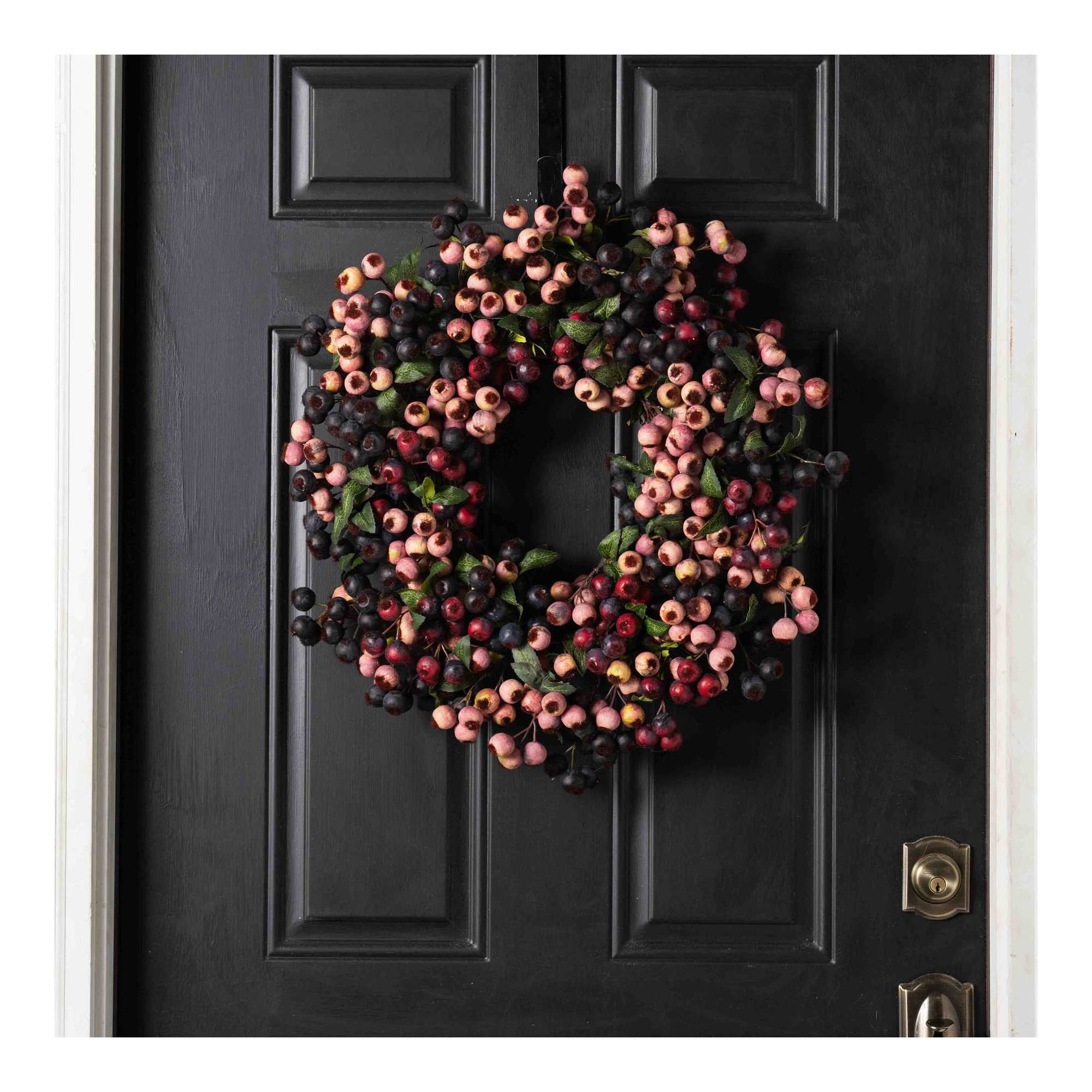 Thanksgiving Faux Berry Silk Wreath, 26" H x 26" W x 6" D