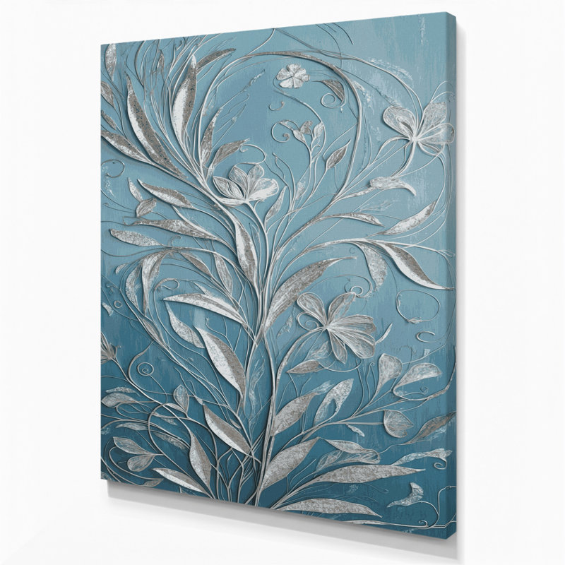 Abstract Florals 97 Blue Canvas Wall Art, 10" H x 8" W