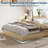 Floor Standing Bed Frame with Wooden Slat, Support, No Box Spring Needed, Noise Free & Easy Assemble, Modern Minimalist Bedroom Furniture for Apartments-2045084795-2045084788
