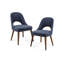 Collection 2 chaises de salle à manger de style moderne, bleu marine, pieds en bois de pacanier massif et 2 chaises d'appoint,