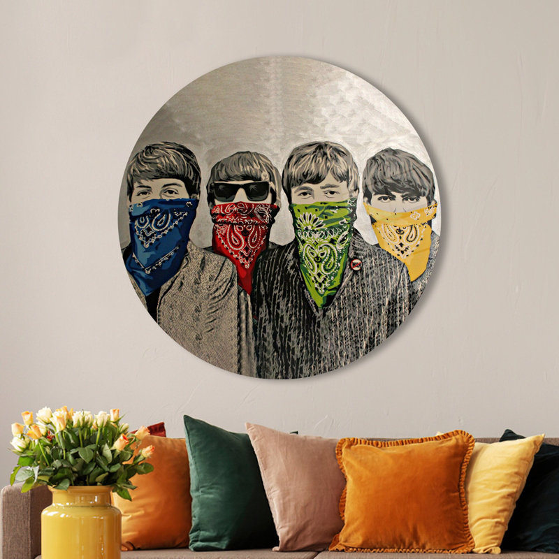 Art mural en verre graffiti de Banksy, idéal pour les amateurs de décoration et d'art moderne, H 35,4 po x l 35,4 po