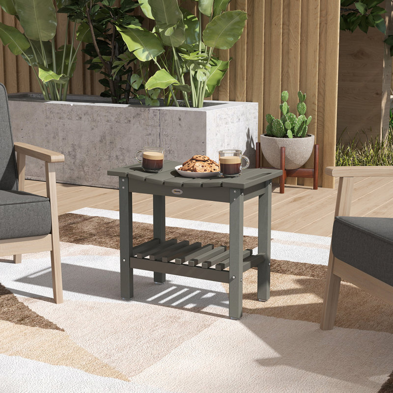 Outsunny Shower Bench, HDPE Shower Stool with Handle, Storage Shelf for Indoor Outdoor, Dark Gray