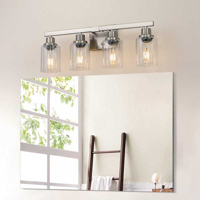 Applique murale de salle de bain 4 lumières Farmhouse Vanity Lights (sans ampoules), Nickel brossé