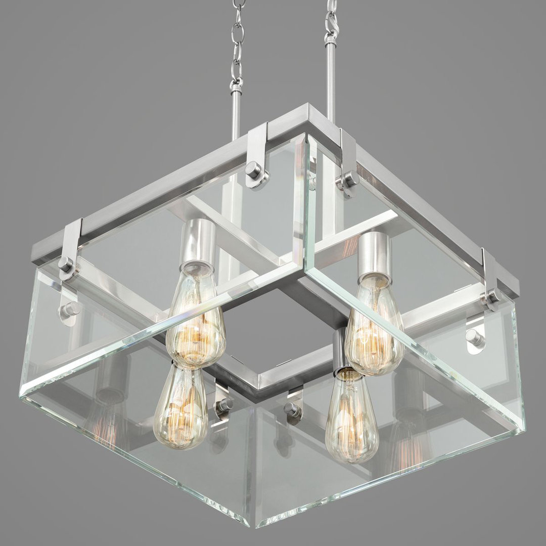 Bridgewood 4 - Light Dimmable Lantern Square / Rectangle Chandelier Breakwater Bay Fixture 