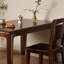 Table de salle à manger en bois de noyer épais brun foncé-1892045324