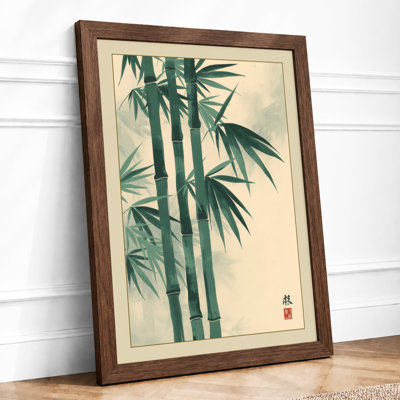 Three Bamboo Stems Japandi - Framed Print