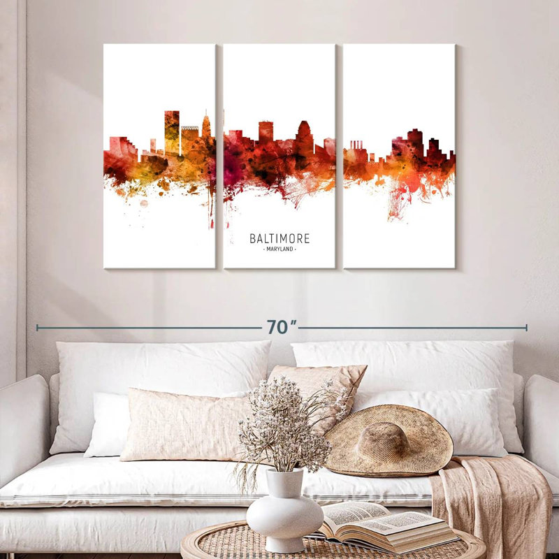 Rampers de Baltimore, Maryland Skyline III, H 32 po x l 50 po