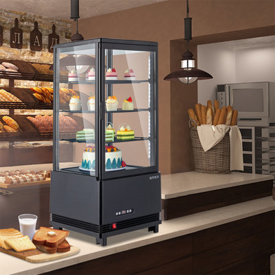 18" 3 Cu.Ft. Four-Sided Black Refrigerated Countertop Bakery Display Case