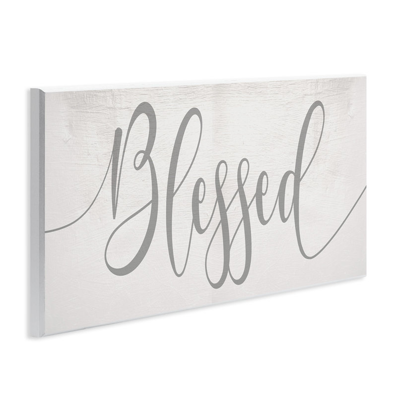 Soft Grey Blessed Typography Over Neutral Off-White