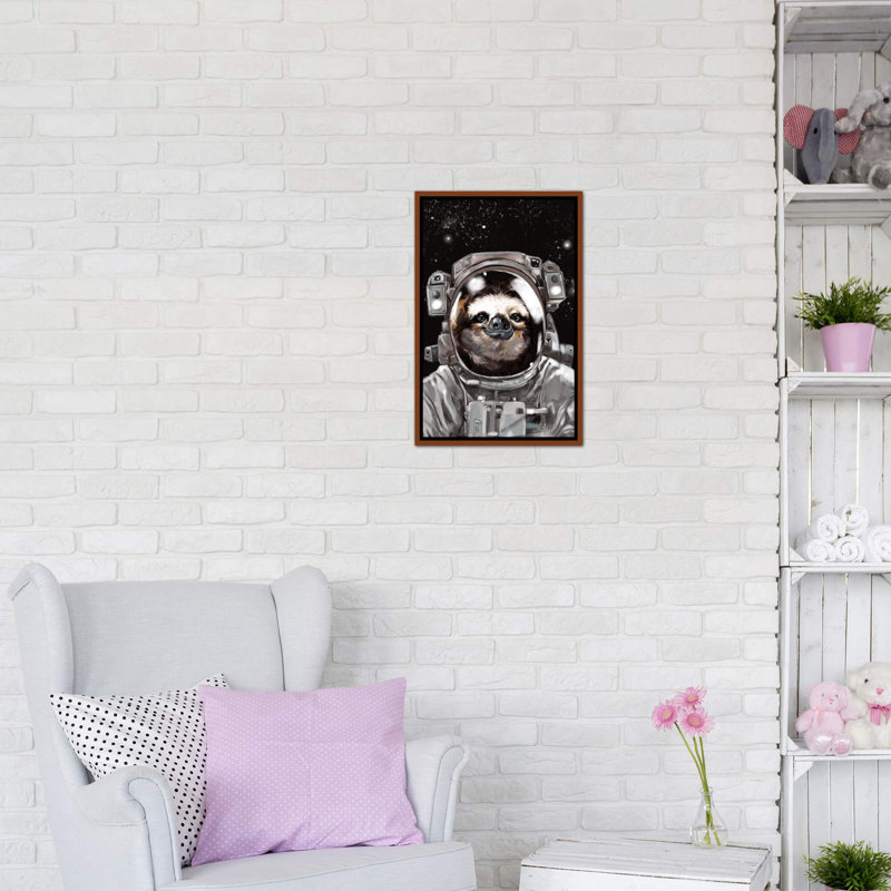 « astronaute sloth selfie », art, Toile avec cadre en bois classique, H 26 po x l 18 po x P 1,5 po