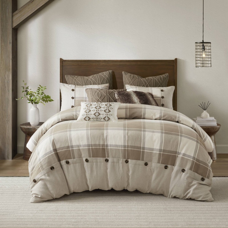 Urban Cabin Neutral 100% Cotton Jacquard 8-Piece Queen Comforter Set, Queen Comforter + 7 Additional Pieces, Brown
