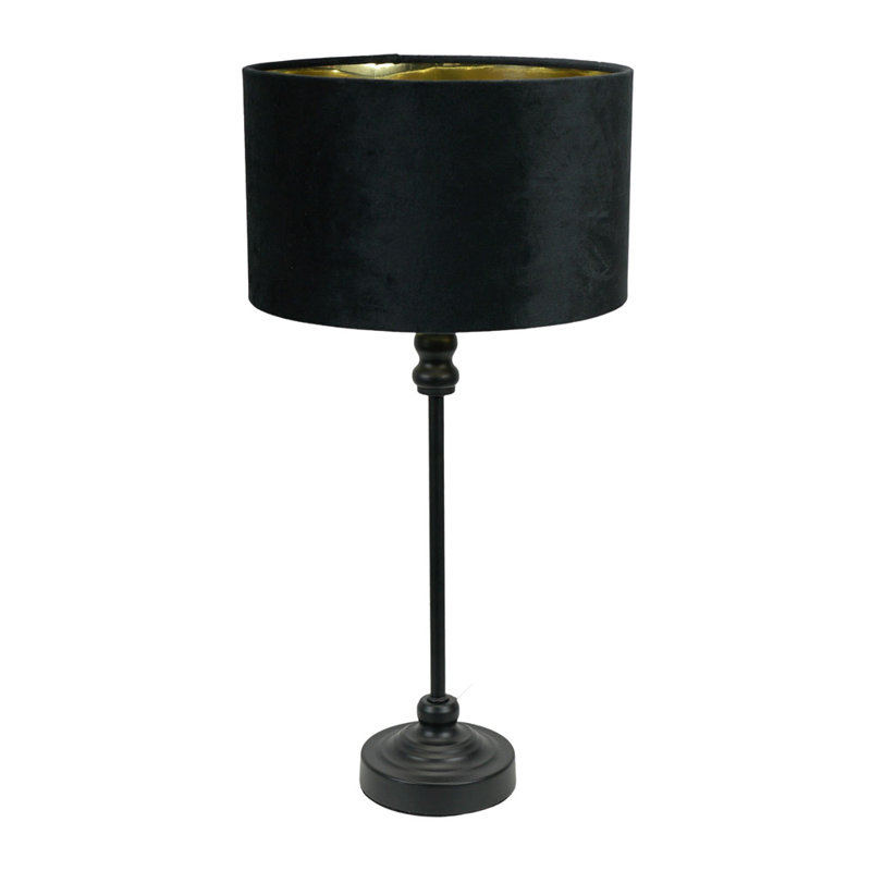 Agetina Metal Table Lamp, Black Base/Black/Gold Shade, Yes