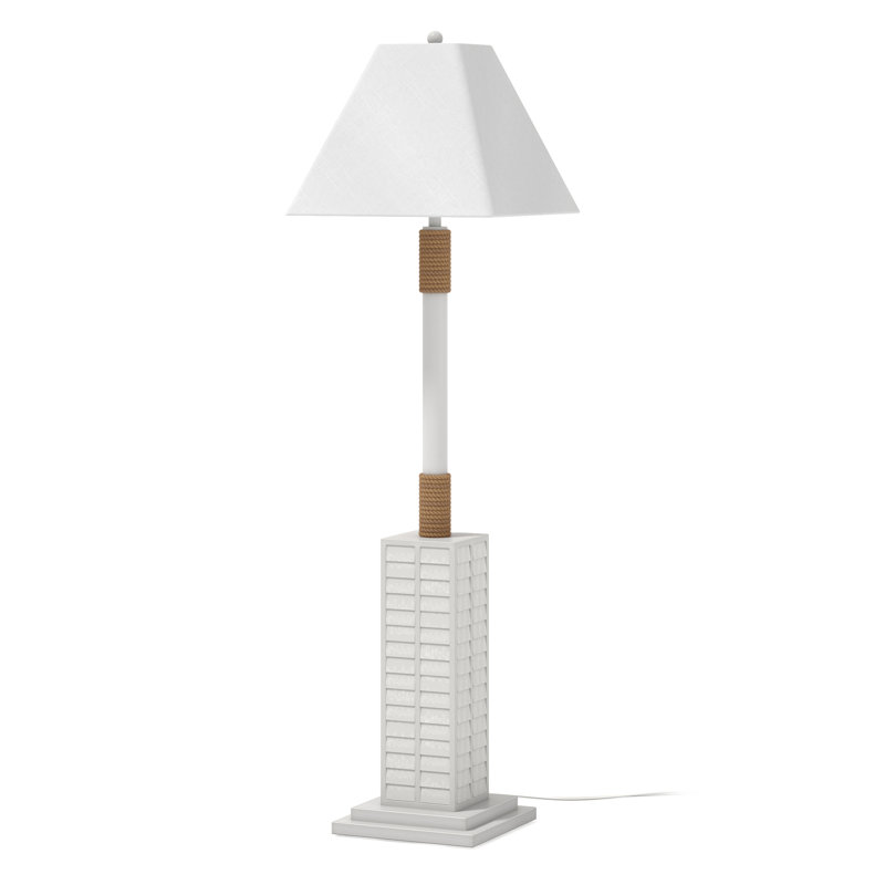 Cyndra 63'' Standard Coastal Shutter Floor Lamp - 3 Way Switch - Linen Shade, White