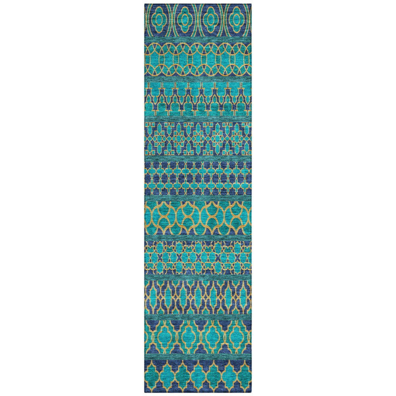Juli Moroccan Polyester Machine Woven Rug with Non-Slip Backing, Runner 2'3" x 7'6"