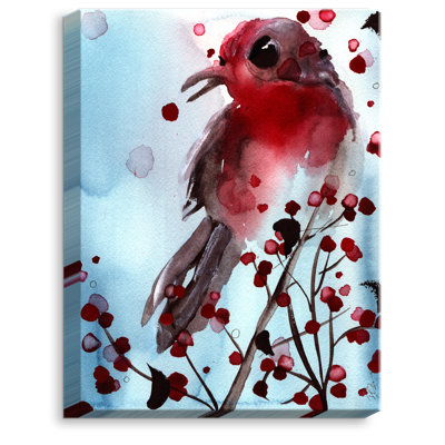 " Red Finch In Winter " by Dawn Derman
