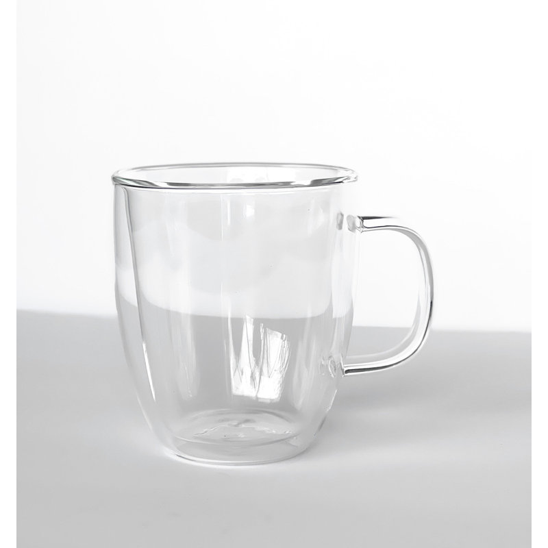 Double Wall Glass Cup with Handle - 12 oz