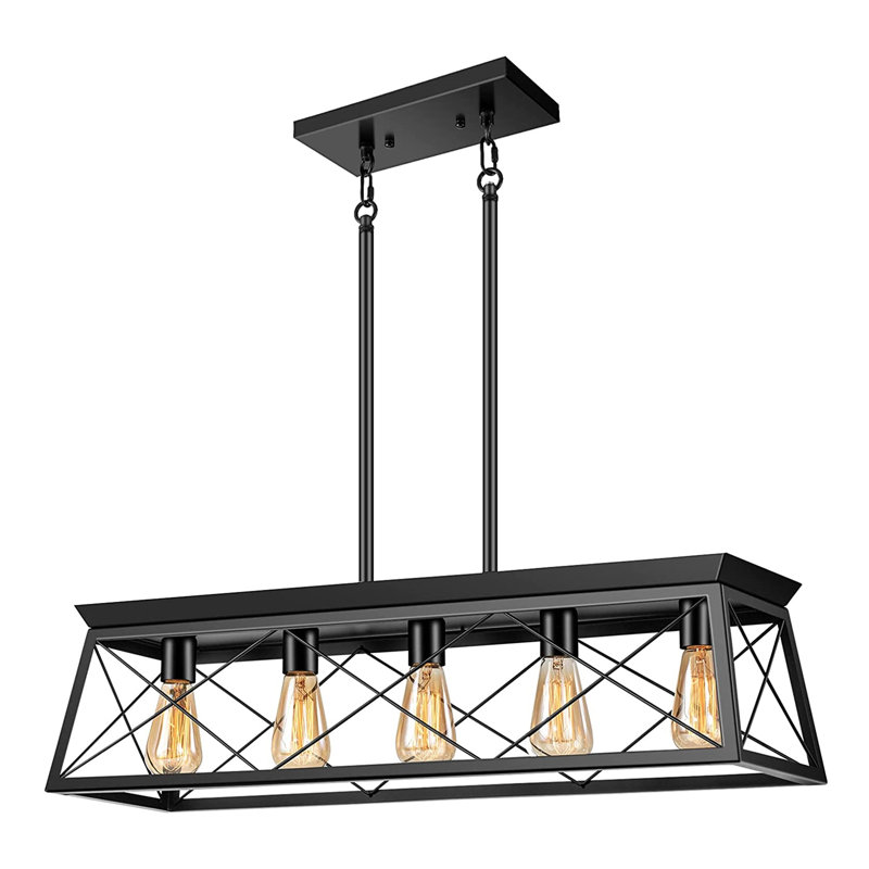 Lustre 5 lumières style industriel, Noir