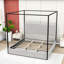 Lit à baldaquin en métal avec tête de lit tapissier et quatre affiches-1902960400-1902960407