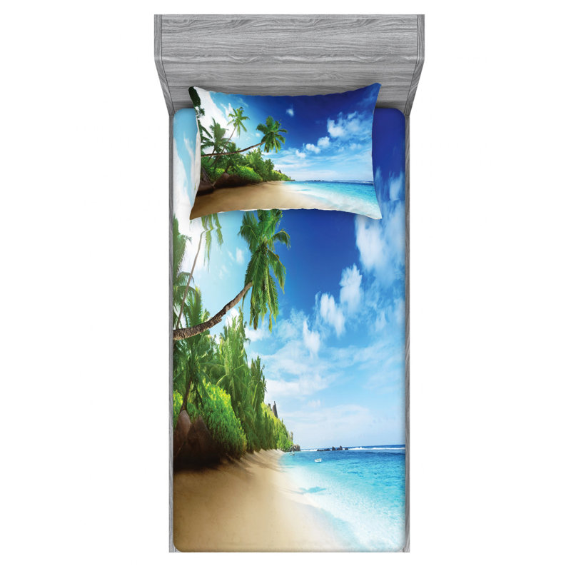 Ocean Microfiber Sheet Set, Twin Sheet Set + Fitted Sheet + 1 Pillowcase
