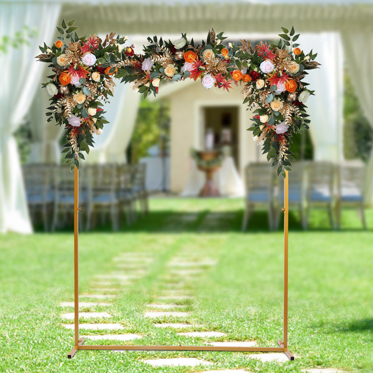 4.9*6.6 FT Wedding Welcome Sign Stand, Metal Wedding Arch Ballon Frame Stand  for Wedding Party Decoration Gold 