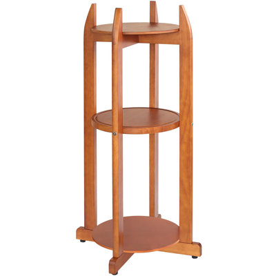 Solid Wood Water Dispenser Stand Ceramic Water Dispenser Floor Stand, 5 Gallon Water Jug Stand With 3 Round Shelfs,Light Brown