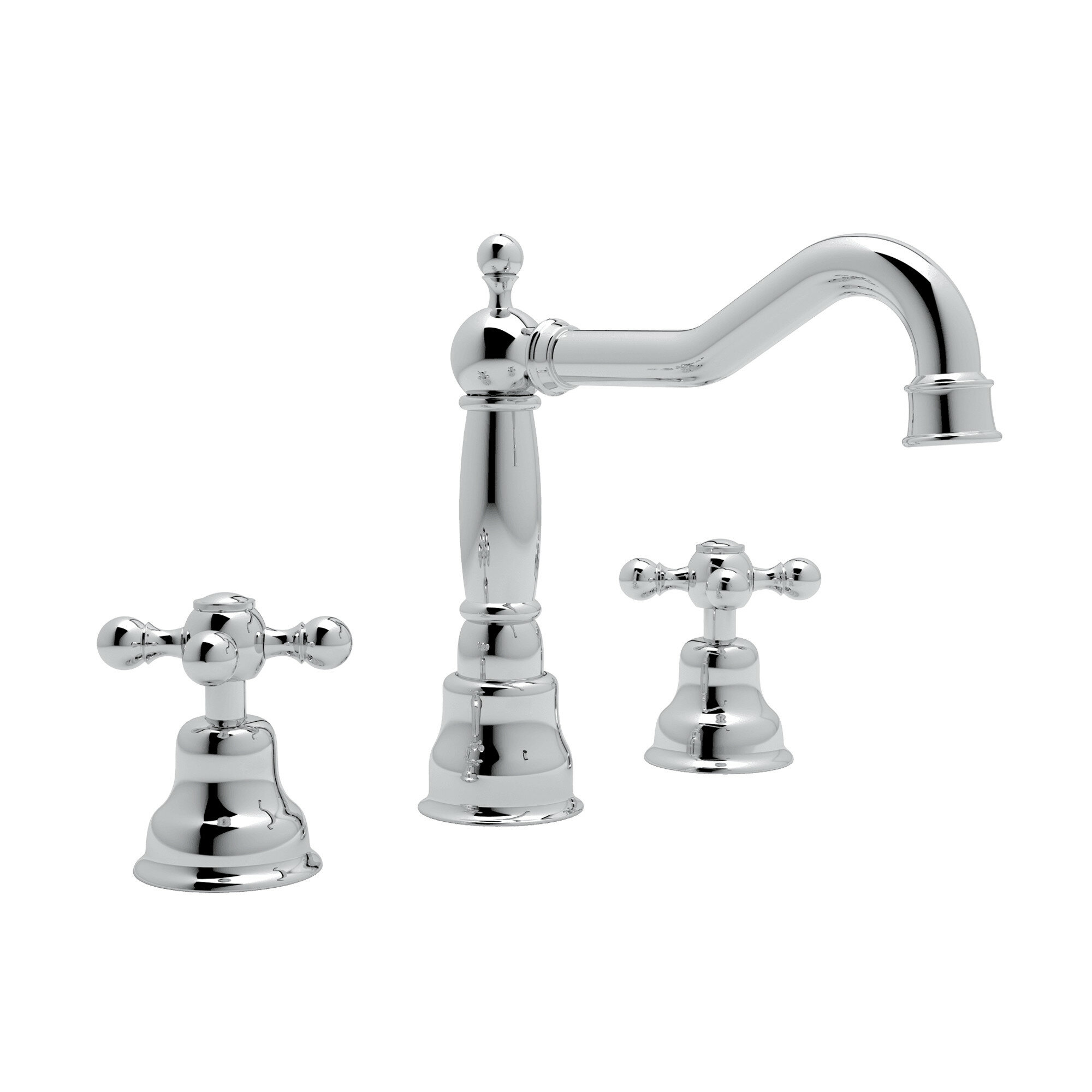 ROHL Viaggio C-Spout Widespread Bathroom Faucet - Italian Brass with Cross  Handle