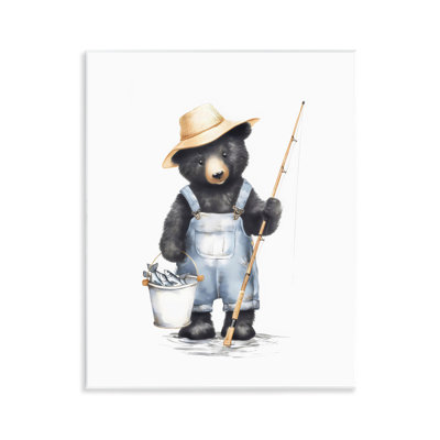 Fishing Bear in Straw Hat Wall Plaque, design by Arlington Prints
