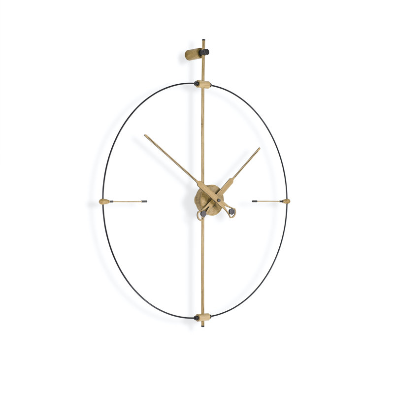 Mini Bilbao Wood Skeleton Wall Clock, Black/Oak