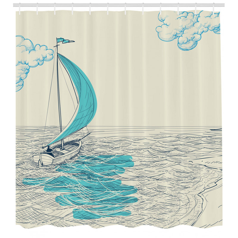 Shower Curtain with Hooks Included, 75" H x 69" W