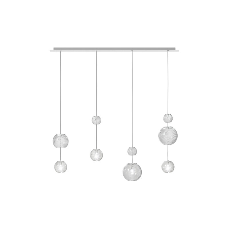 Oto Suspension Lin Smoky Striped Mirrored Steel G9 Ul, Crystal, Mirrored Steel