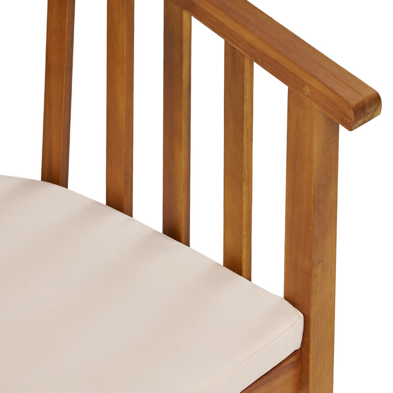 Outdoor Wooden Dining Chairs With Cushions, Set Of 2, White, Teak