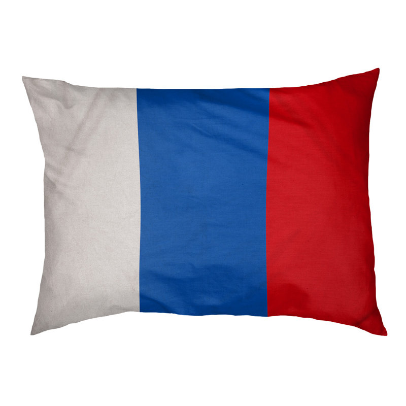 Coussin pour chien Indiana, Grand (l 40 po x P 30 po x H 6,5 po), Blanc / Bleu / Rouge