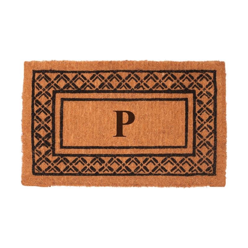 Belamy Monogrammed Welcome Outdoor Doo Mat, P, 1'6" x 2'6"