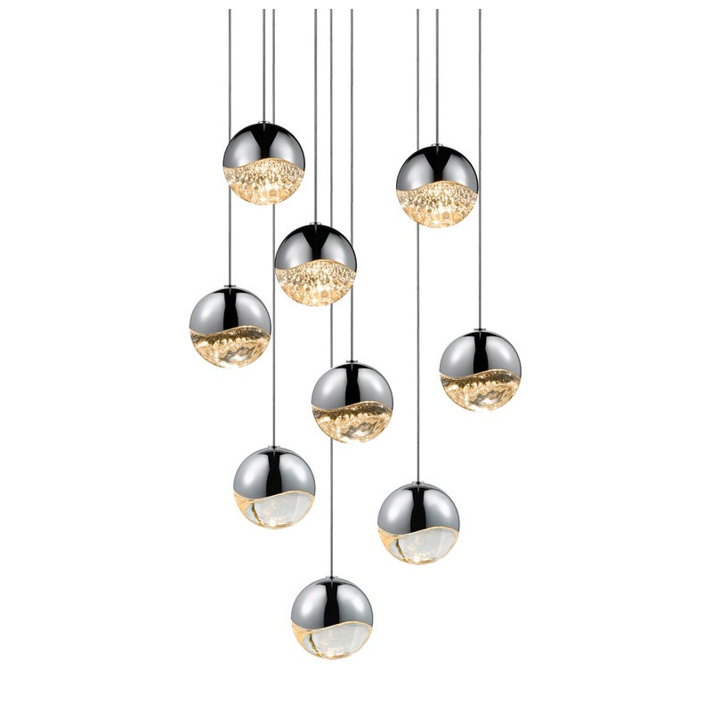 Grapes 1 - Light LED Pendant, 3.75" H x 3.75" W x 3.75" D, Clear, Polished Chrome