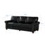 Causeuse de salon avec accoudoirs ronds et similicuir bleu marine-1297714723