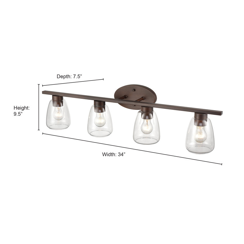 Éclairage pour salle de bain 4 lumières en nickel satiné à intensité variable Ikard, Nickel satiné