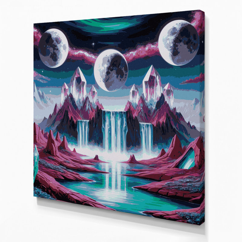 "Space Alien planète paysages", art mural sur toile mauve, H 32 po x l 32 po