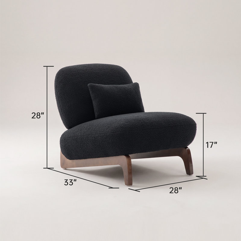 Chaise longue d'appoint 2 pièces avec pieds en bois et coussin lombaire Eanes, Black