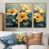 Toile avec cadre flottant or