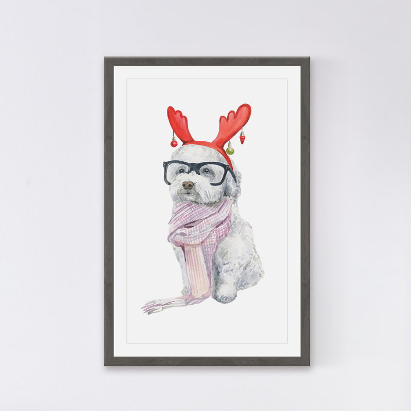 Chien Savant - Single Picture Frame Painting, 46 cm H x 30 cm W x 3.81 cm D