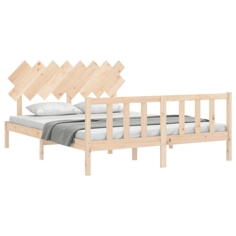 Bed Frame with Headboard, Natural, European Kingsize (160 x 200cm)