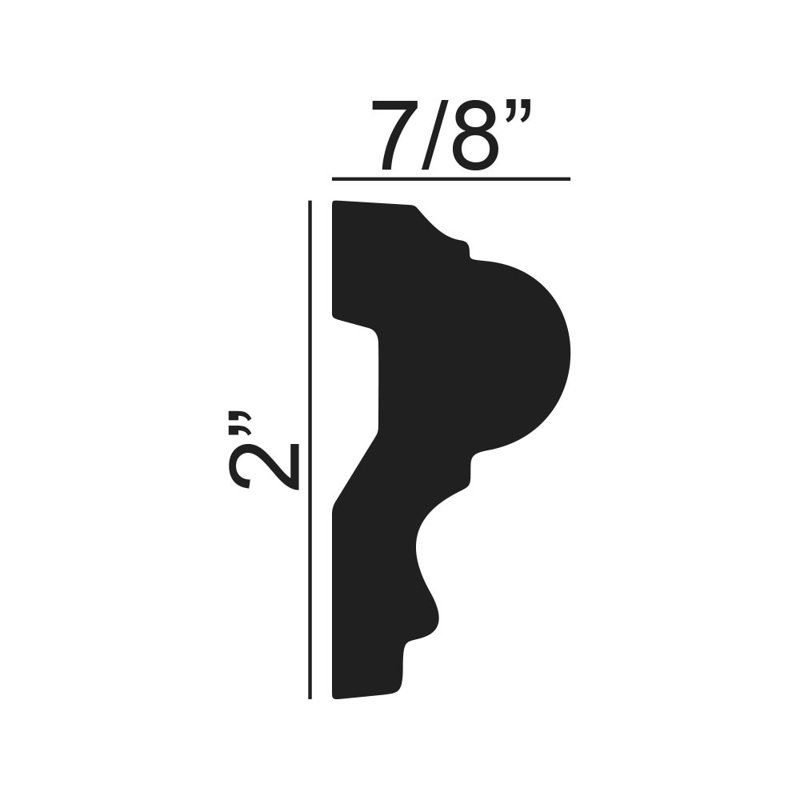 Moulure de panneau de polyuréthane 2 po x 7/8 po x 96 po Pro