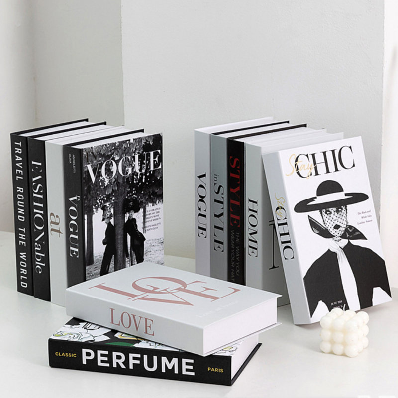 Black and White Decorative Book, Fake Fashion Book Decor